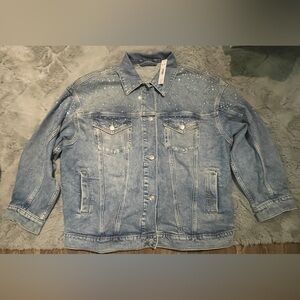 Pink Women’s  Denim Jacket with Studded Details
